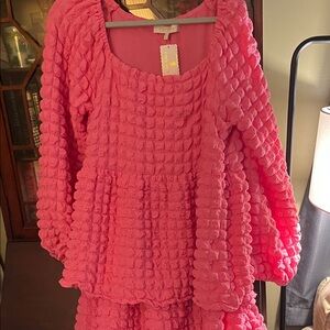 Simply Southern Pink Textured Casual Dress